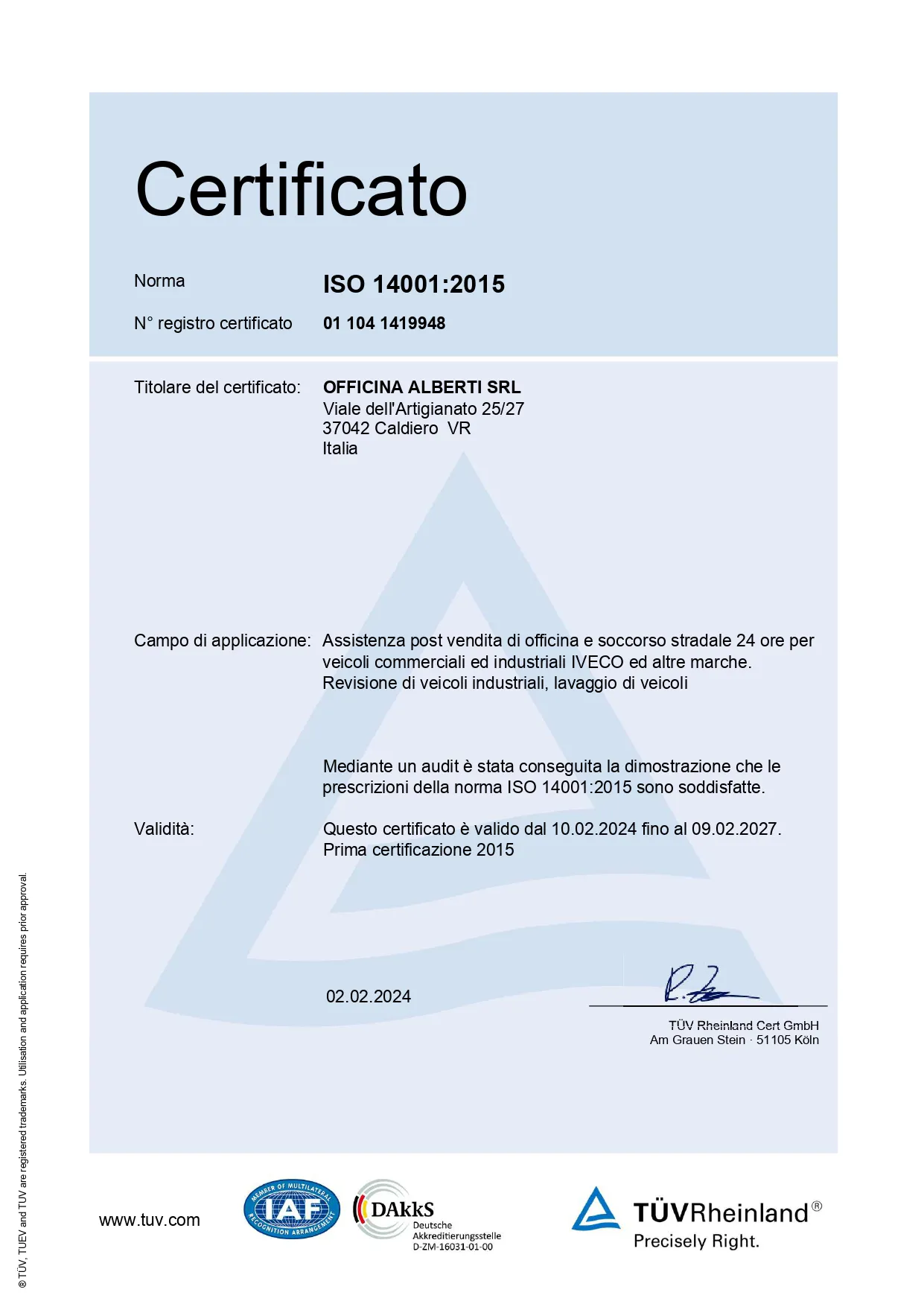 Certificazione ISO 14001:2015 - IT